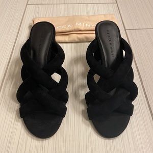 Rebecca Minkoff high heel sandals with puffy swayed criss cross straps